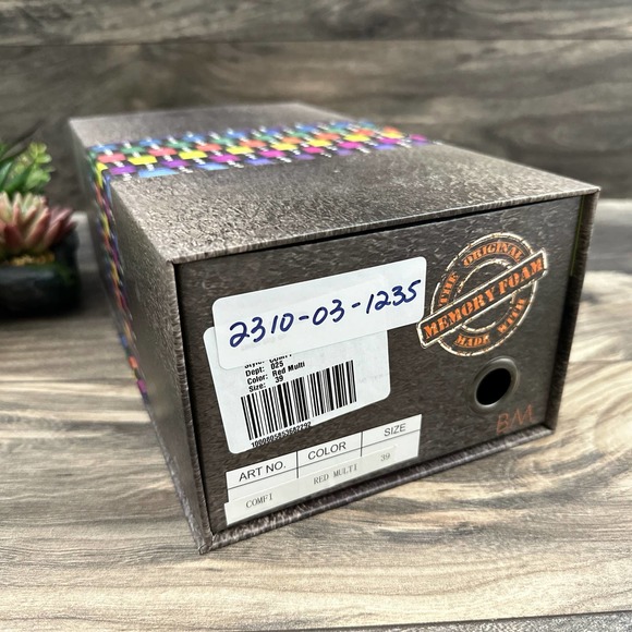 ❌SOLD❌NIB Bernie Mev 39 8 Red Multi Open Toe Woven Stretchy Mary Jane Flats - Picture 9 of 11